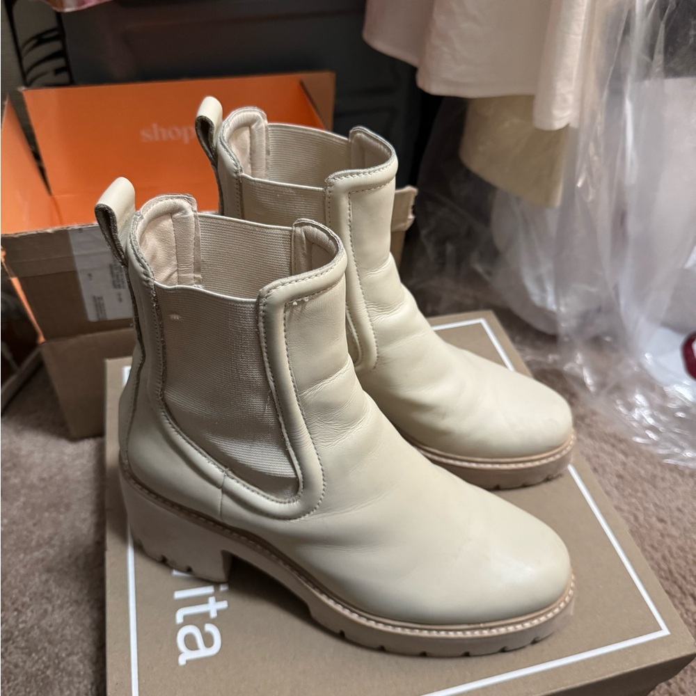 Dolce vita cream leather booties